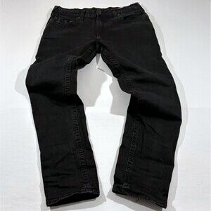 True Religion Geno Mens Pocket Relaxed Slim Fit Jeans Black Stretch Denim 38x32